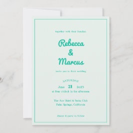 Convite Casamento de Modern Emerald Mint Retro Vibes