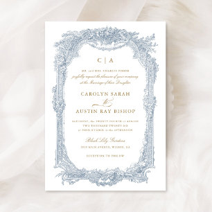 Convite Casamento de Mola de Vintagem Floral Elegante