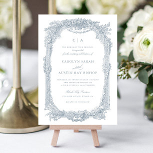 Convite Casamento de Mola de Vintagem Floral Elegante