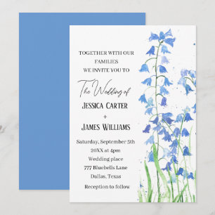 Convite Casamento de Mola Floral Azul com Mola Azul