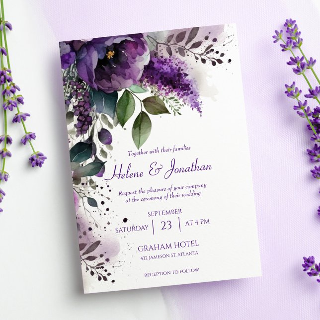 Convite Casamento de Mola Floral de Aquarela Moderna Elega (Modern Elegant Watercolor Floral Spring Wedding Invitation)