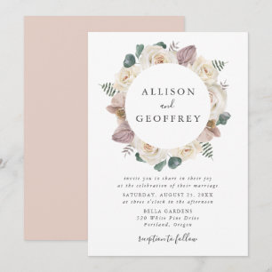 Convite Casamento de Molas Florais e Rosas de Aquarelas