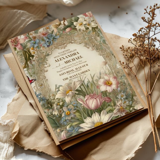 Convite Casamento de Moldes Antigos e Dourados (Criador carregado)