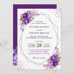 Convite Casamento de Moldes Geométricos Modernos Florais S