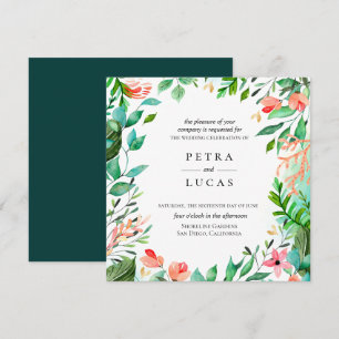 Convite Casamento de Moldura de Ilha de Coral Botânico