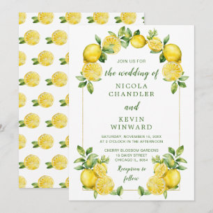 Convite Casamento de Moldura de Lemon Greenery
