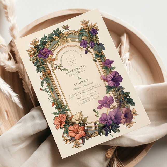 Convite Casamento de Moldura de Orquídea Art Nouveau (Criador carregado)