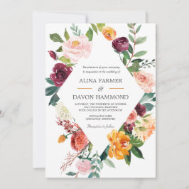 Convite Casamento de Moldura Floral Botânica da Toscana