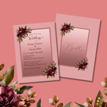 Casamento de Moldura Floral Burgundy Rosa