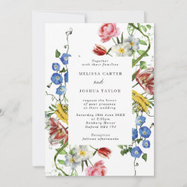 Convite Casamento de Moldura Floral de Vida Botânica Negri