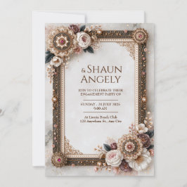 Convite Casamento de Moldura Floral Mandala Ouro Preto
