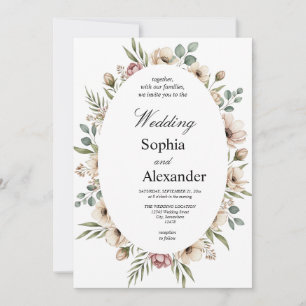 Convite Casamento de Moldura Floral Romântica