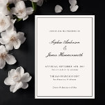 Convite Casamento de Molduras Negras com Creme de Caligraf<br><div class="desc">Modelo de convite de casamento elegante,  formal e clássico com tipografia de script de caligrafia para os casais,  fundo branco creme,  quadro elegante na frente e um backer preto. Personalize-o com as suas próprias informações de casamento.</div>