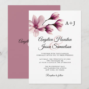 Convite Casamento de Molhe de Moleiro Floral Dusty Mauve R