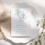Convite Casamento de Monograma Azul de Crest Formal<br><div class="desc">Um convite de casamento azul vibrante para monograma da crista formal e elegante.</div>