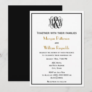 Convite Casamento de Monograma B&G DIY BG de Script de Vin