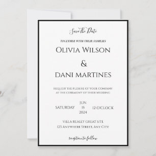 Convite Casamento de Monograma Branco e Preto