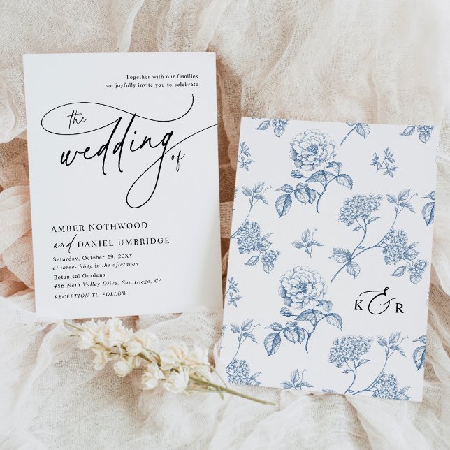 Convite Casamento de Monograma Branco e Preto para Caligra (Criador carregado)