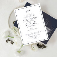 Casamento de Monograma Clássico Azul com Marinho Q