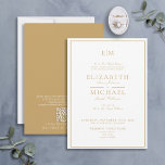 Convite Casamento de Monograma Clássico Dourado do Código<br><div class="desc">Seu casamento é um dos dias mais importantes da sua vida, então você quer que tudo seja perfeito. Isso inclui seus convites! Este Convite para Casamento de Script Clássico Dourado do Código QR Elegante é exatamente o que você precisa para definir o tom para seu dia especial. O design de...</div>