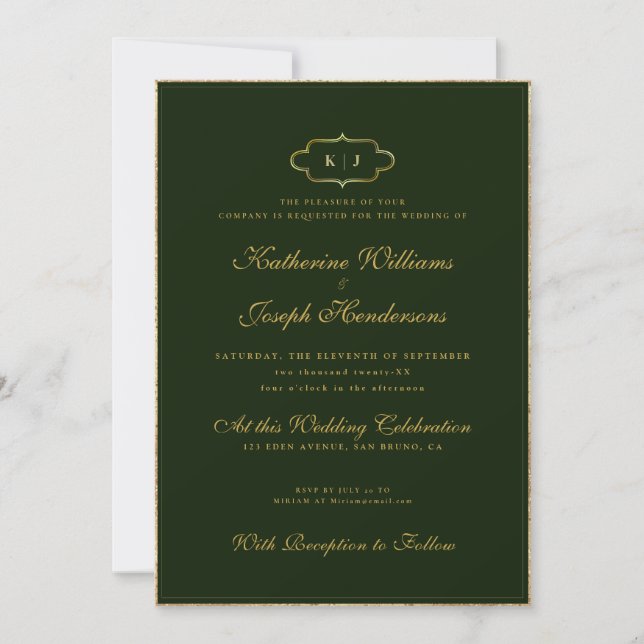 CONVITE CASAMENTO DE MONOGRAMA CLÁSSICO E CALLIGRÁFICO ROM (Frente)