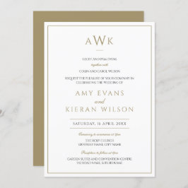 Convite Casamento de Monograma Clássico Elegante Romântico