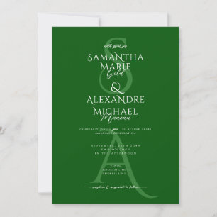 Convite Casamento de Monograma Contemporâneo de Script Ver