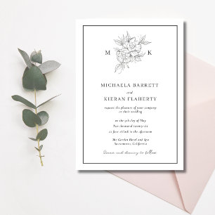 Convite Casamento de Monograma da Flor Botânica