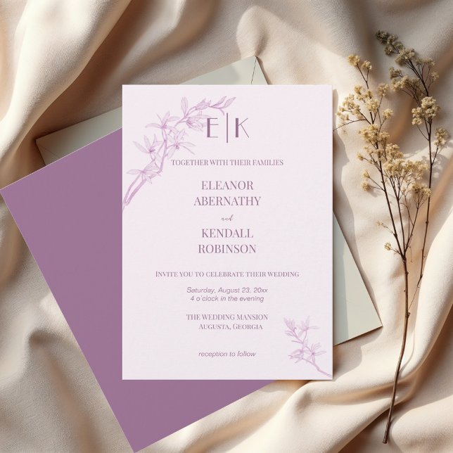 Convite Casamento de Monograma da Flor do eterno (Criador carregado)