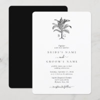 Casamento de Monograma de Árvore Tropical Minimali