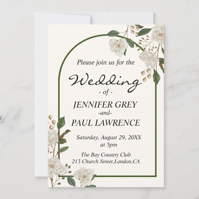 Convite Casamento de Monograma de Caligrafia Elegante (Frente)