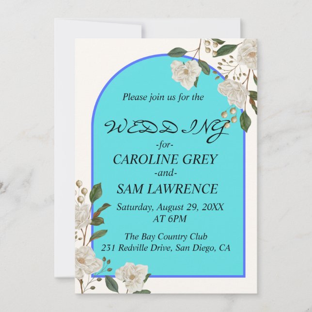 Convite Casamento de Monograma de Caligrafia Elegante (Frente)