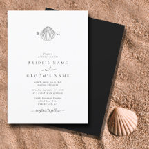 Casamento de Monograma de Clam Seashell Minimalist