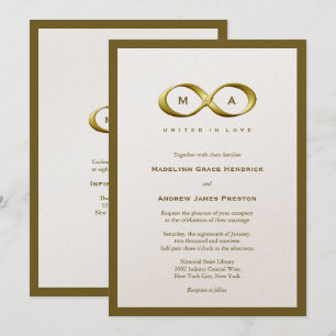 Convite Casamento de Monograma de Cláusula Infinita Doura