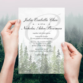 Convite Casamento de Monograma de Floresta de Pine Woods d