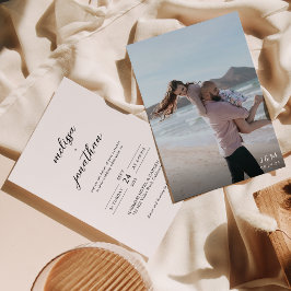 Convite Casamento de Monograma de Fotografia de Script Ele