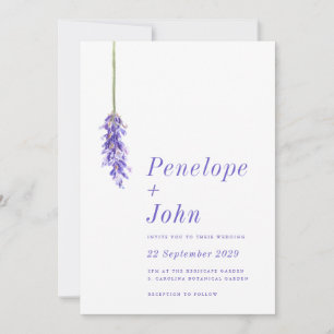 Convite Casamento de Monograma de Lavanda em Aquarela Mini