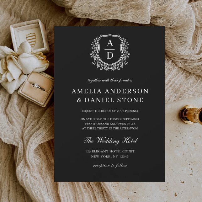 Convite Casamento de Monograma de Peste Floral Moderna (Criador carregado)