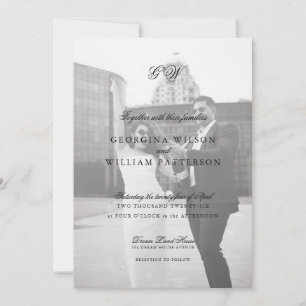 Convite Casamento de Monograma de Script Minimalista Moder