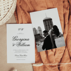 Convite Casamento de Monograma de Script Minimalista Moder