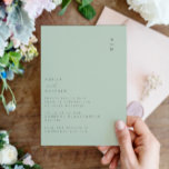 Convite Casamento de Monograma de Tendy Chic Pistachio Min<br><div class="desc">Monograma Minimalista Trendy Chic Typografia Convite para Casamento em Pistachio Mint Green</div>