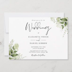 Convite Casamento de Monograma de Vegetação Botânica Elega