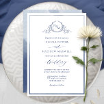 Convite Casamento de Monograma Elegante com Cor de Água Az<br><div class="desc">Aprecie seus convidados com este belo convite de casamento com um belo monograma botânico desenhado à mão e detalhes modernos de caligrafia escrita à mão. Capacidade de mudar a introdução "juntamente com os seus pais" para "juntamente com as suas famílias", "juntamente com a alegria do excelente" ou "juntamente com o...</div>