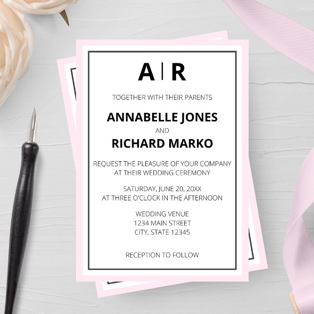 Convite Casamento de Monograma Elegante Moderno (Criador carregado)