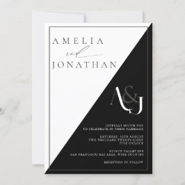 Convite Casamento de Monograma Elegante Moderno