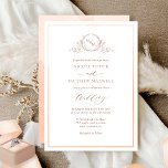 Convite Casamento de Monograma Elegante Peach Watercolor<br><div class="desc">Aprecie seus convidados com este belo convite de casamento com um belo monograma botânico desenhado à mão e detalhes modernos de caligrafia escrita à mão. Capacidade de mudar a introdução "juntamente com os seus pais" para "juntamente com as suas famílias", "juntamente com a alegria do excelente" ou "juntamente com o...</div>