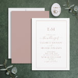 Convite Casamento de monograma formal de Rosa simples empo<br><div class="desc">Bem-vindo ao dia mais importante da sua vida! Seu dia de casamento! Você sonhava com esse dia desde que era uma garotinha e agora está finalmente aqui. O Convite Formal de Monograma Simples e Dusty Rosa é a forma perfeita de começar sua jornada ao casamento. Esta tendência e este convite...</div>
