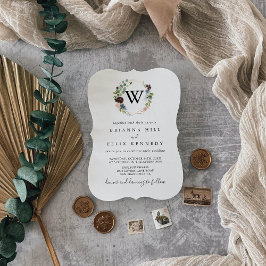 Convite Casamento de Monograma Geométrico Dourado Burgundy