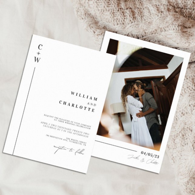 Convite Casamento de Monograma Minimalista e Chic (Criador carregado)