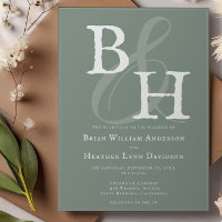 Casamento de Monograma Minimalista Verde Sage